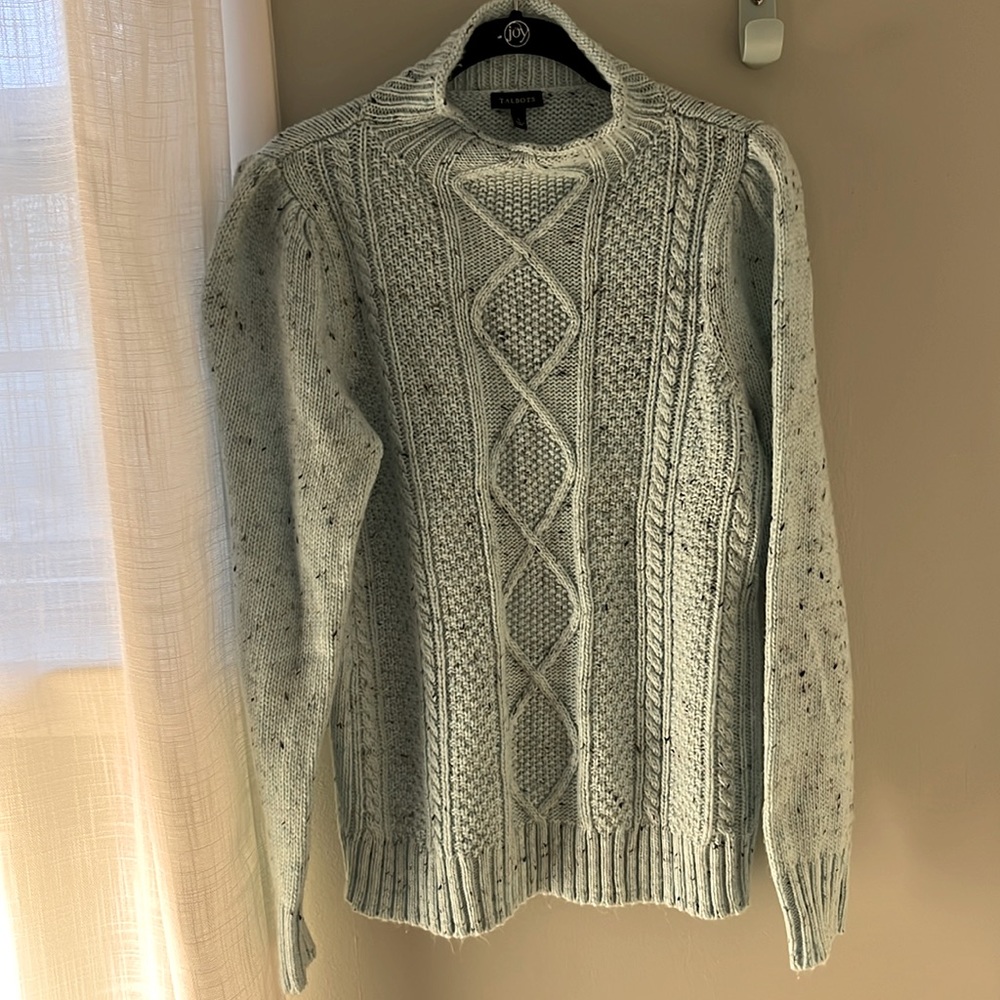 Talbots light mint cable sweater